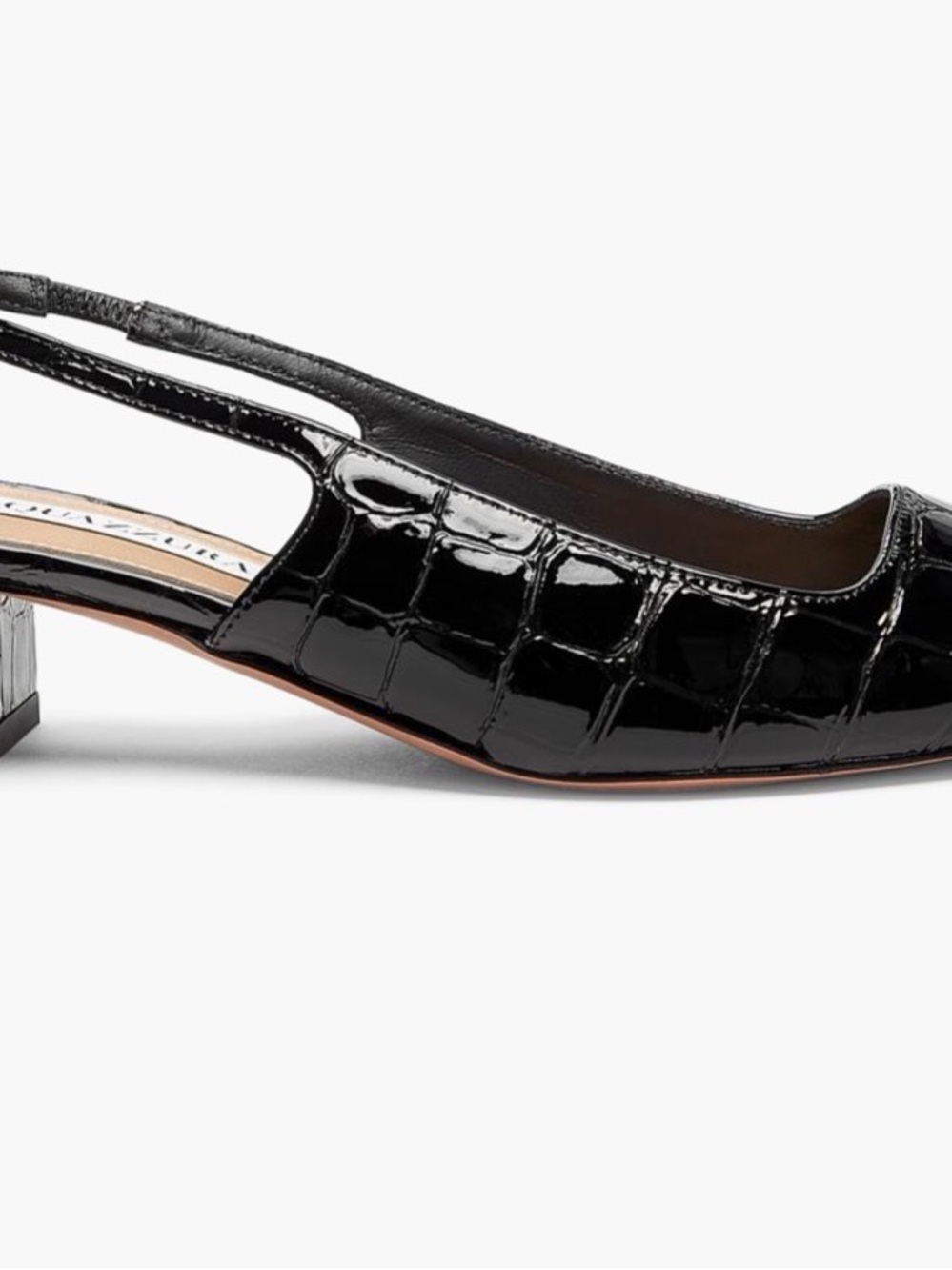 Aquazzura Black Patent Croc-Embossed Sling Size 39.5 (9 1/2)